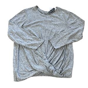 Lane Bryant illusion twisted top Women Plus 18 Gray Heathered Sweater Drapey